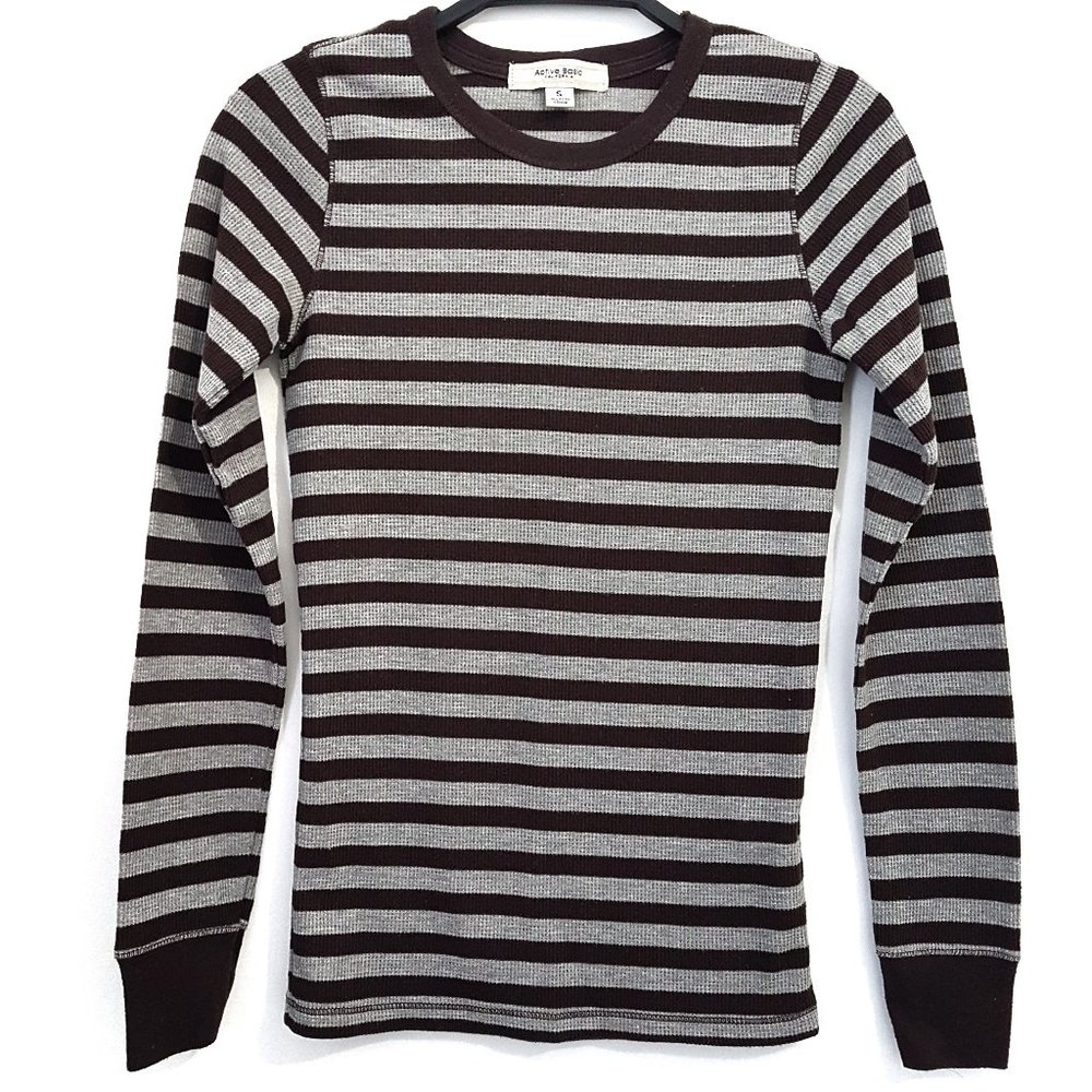 Active Basic Brown/Gray Striped Top - Size S